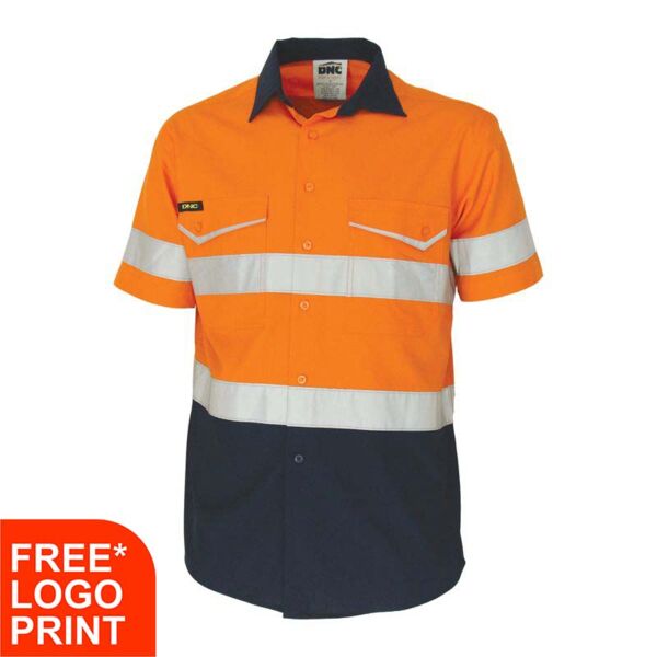 Two Tone RipStop Cotton Short Sleeve Shirt with CSR Reflective Tape Thumbnail