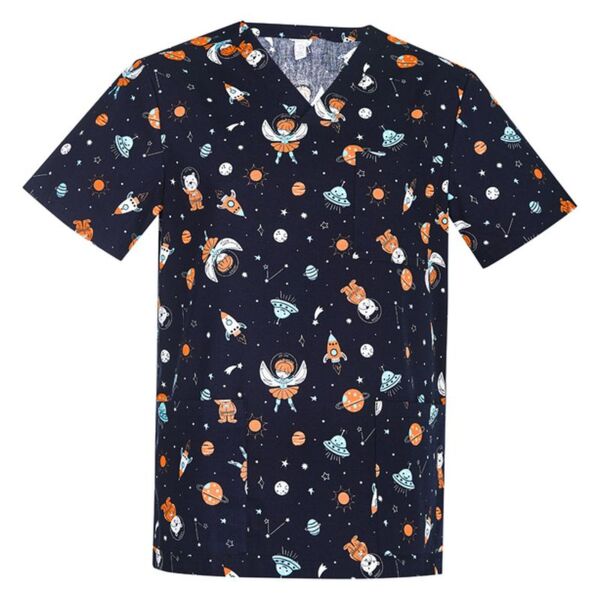Mens Printed Space Party Scrub Top Thumbnail