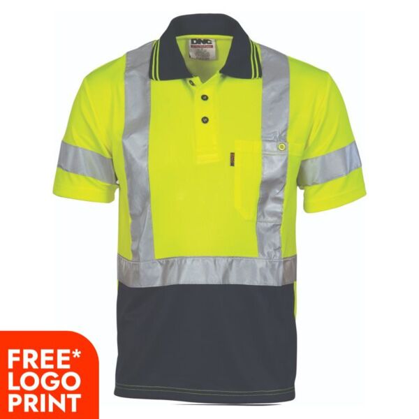Hi Vis Cool Breathe Polo Shirt with Cross Back Tape Thumbnail